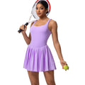 New arrival nude fake two-piece tennis skirt fashion tape bottom yoga fitness flap pocket pants pleated skirt sports dress women