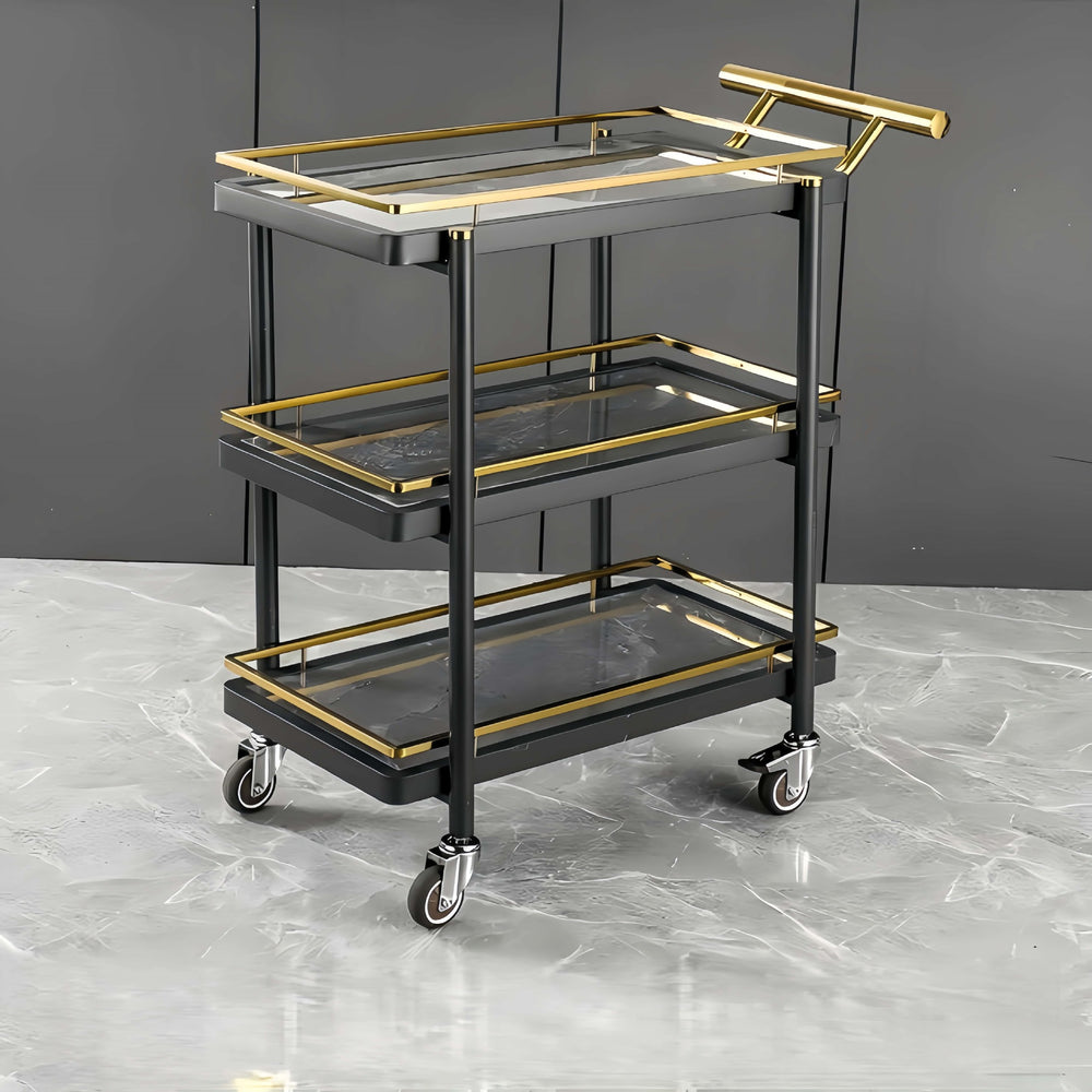 Commercial three-tier stainless steel serving cart - hotel & restaurant catering service trolley - in stock & ready to ship