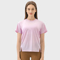 New arrivalplaid thin and breathable quick-drying yoga clothes round neck easiest for match night running reflective strips sports short-sleeved women dss059