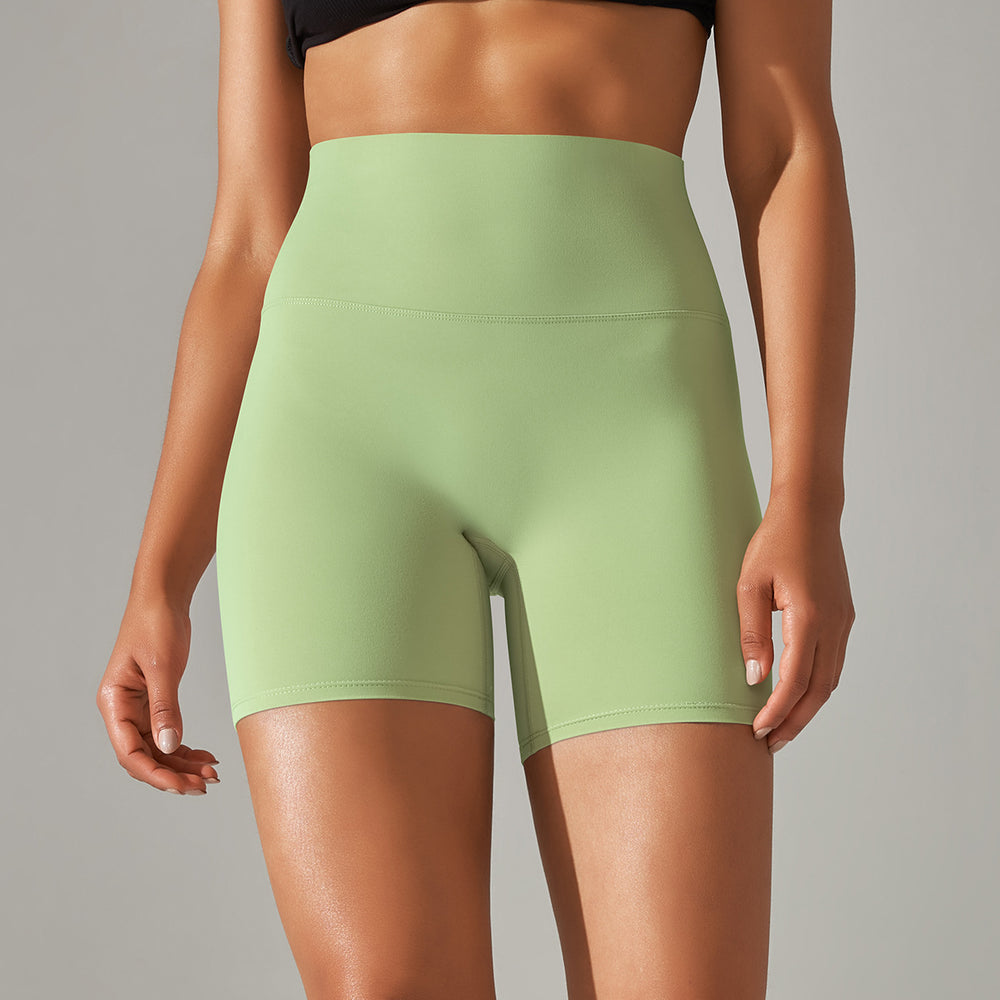 New arrival no awkward line nude high waist yoga pants women's double-sided brushed peach butt tight sports three-quarter pants