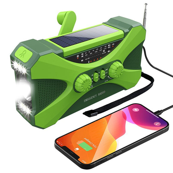 Disaster prevention and emergency hand crank power generation charging large-capacity flashlight combat readiness radio solar energy (not issued in China)