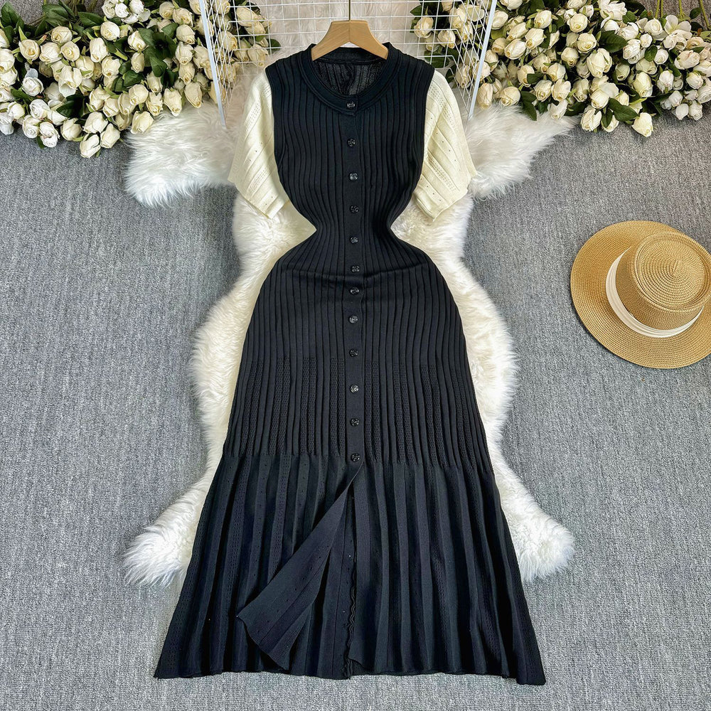 summer european and american style slim-fit knitted mini dress with fishtail hem - elegant and chic for women