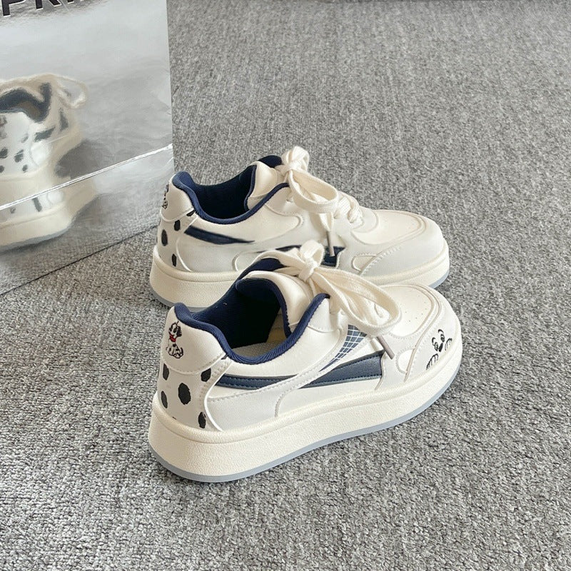 Korean style chunky platform sneakers - trendy, versatile, and unique white shoes for women - new spring 2026 collection - student bread shoes