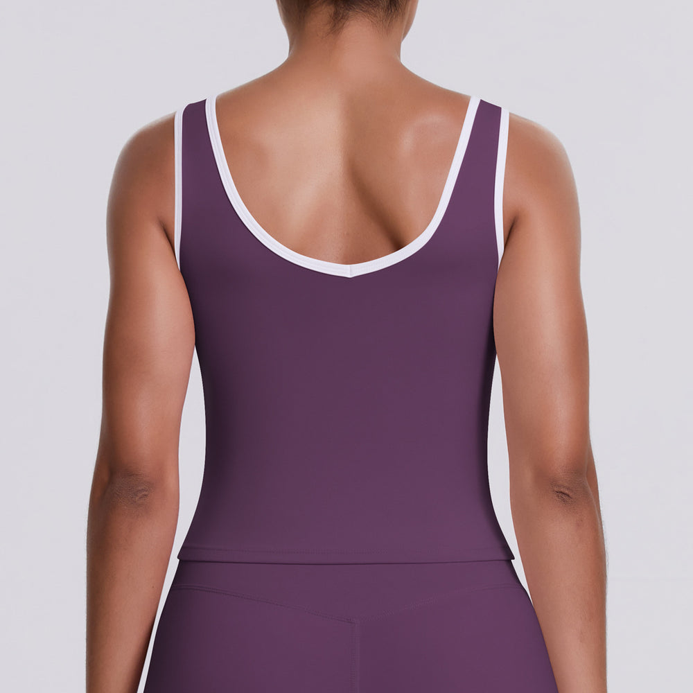 new arrival color matching double-sided brushed tight breathable long sports vest running fitness yoga wear tops for women