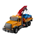 Boys' trailer toy crane - kids' car crane flatbed tow truck - engineering transport rescue vehicle with lights and sounds