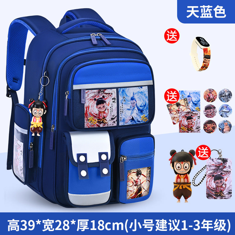 Nezha boy's schoolbag - lightweight, spine-protecting backpack for elementary school students (grades 1-6), suitable for boys and girls
