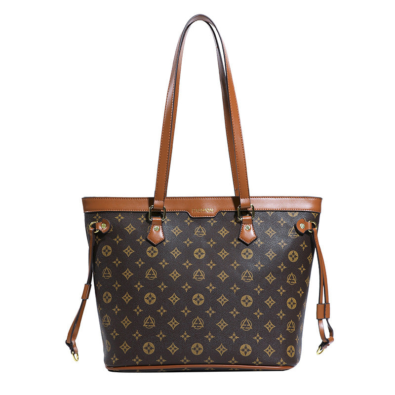 2025 new women's fashion large capacity commuter shoulder bag retro print tote bag trendy versatile shoulder bag