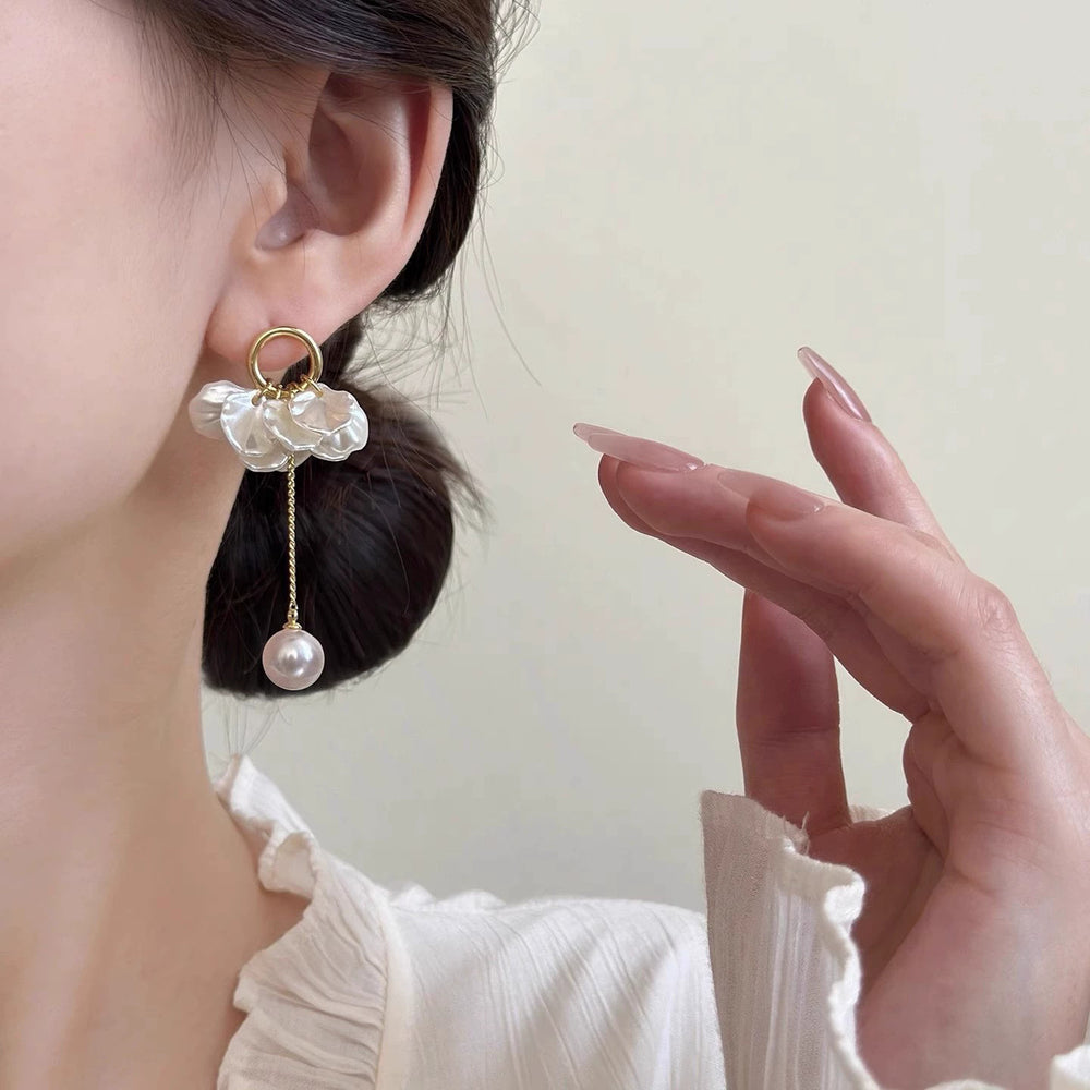 Super fairy petal tassel pearl earrings for women classystylish earrings holiday style accessible luxuryeleganteasiest for match earrings