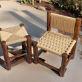 Rattan stool retro stool high-looking backrest coffee table stool solid wood shoe changing stool casual modern for home living room stool