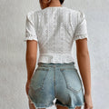 spring/summer new arrivals: cross-border women's sweet & minimalist v-neck cropped t-shirt with tie-waist and embroidered knit top