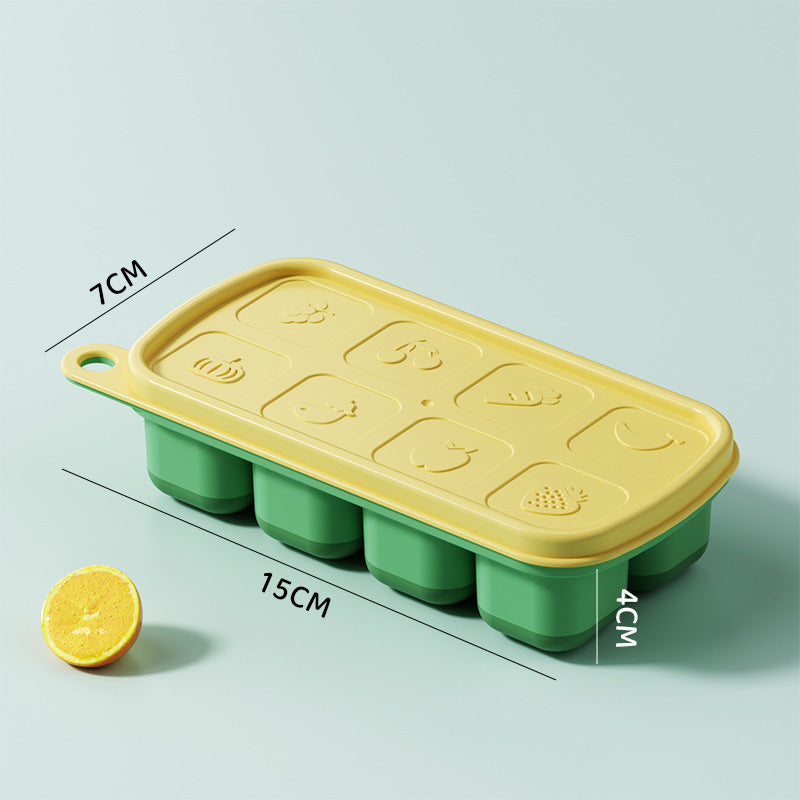 Baby food supplement frozen ice grid mold baby household meat puree soup supplement food box food grade silicone storage ice box