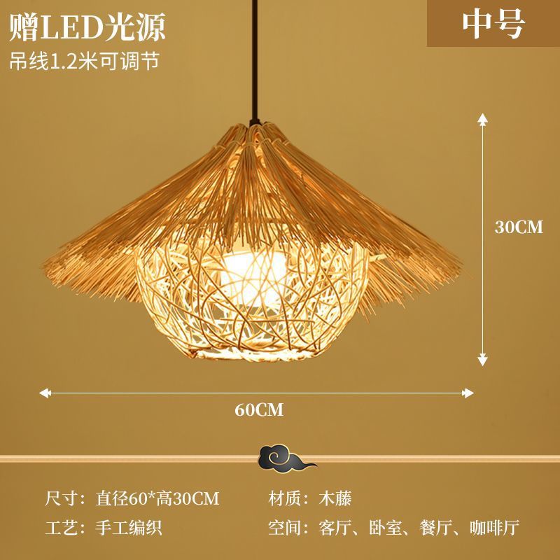 Straw hat chandelier southeast asian rattan creative bamboo art restaurant wedding store hotel b&b lampshade bamboo woven decorative chandelier