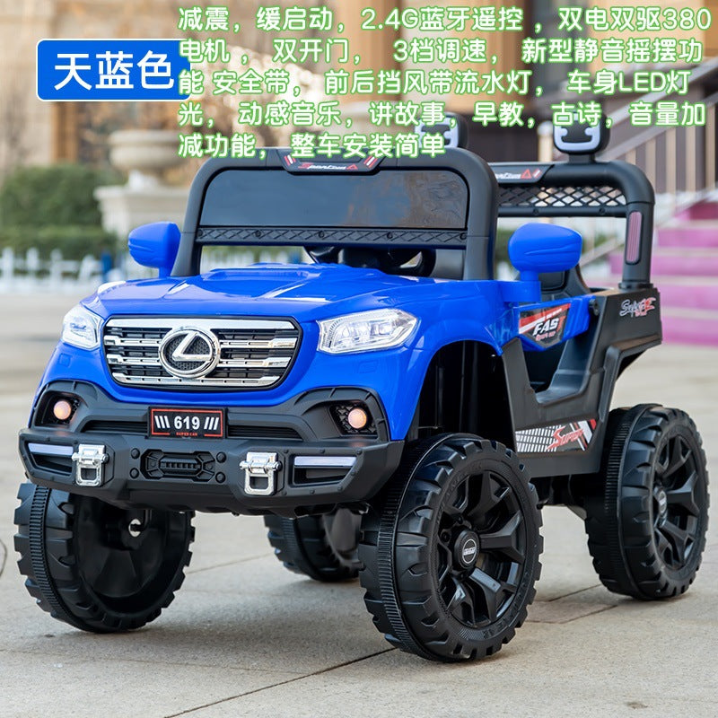 New four-wheel dual-drive children's electric remote control car off-road vehicle battery car double children's electric car