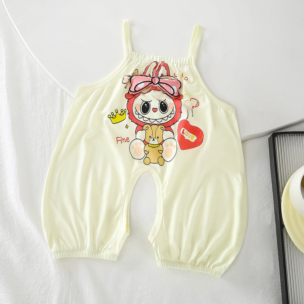 Comfortable and breathable baby romper - summer newborn outfit with open crotch - adorable crawling suit for summer