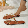 European and american plus size flat thong sandals - women's round toe lightweight casual flip-flops - one-strap beach sandals