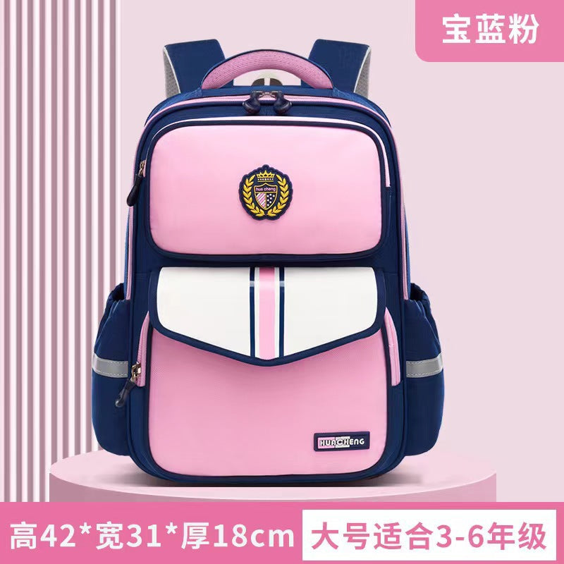 New arrival primary school students british style 1-6 grade stress relief spine protection lightweight large capacity school bag kids color matching backpack