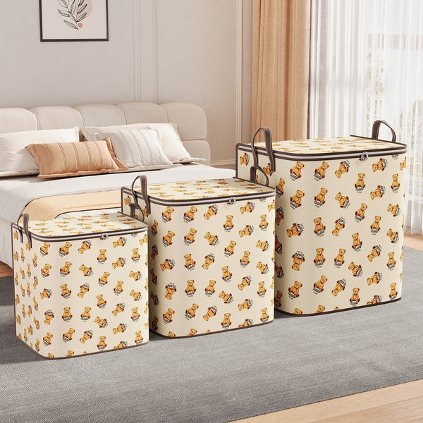 Teddy Bear Storage Bag Clothes Quilt Foldable Fabric Storage Bag Wardrobe Storage Toys Organizing Box Bedroom