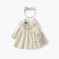 new girls' dress autumn collection - first birthday princess dress for baby girls - floral print baby doll collar dress - autumn style