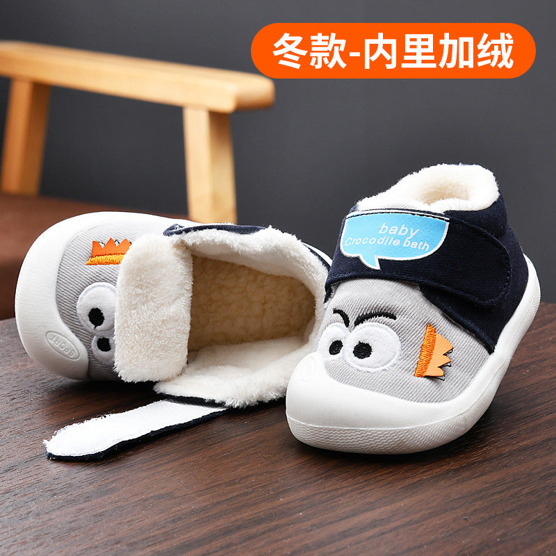 Baby walking shoes for girls, autumn/winter infant shoes, toddler shoes (0-1-2 years), soft sole fleece-lined cotton shoes, baby boy shoes