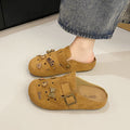 Family wear birkenstock shoes toe-cap half slippers for women outwear inner height new arrivalretro lazy half slippers crocs shoes for women