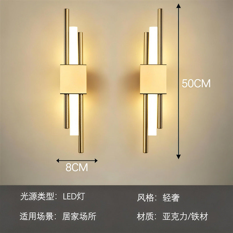 Italian normcore double pole long frosted soft light strip house staircase entrance living room background wall normcore linear wall lamp