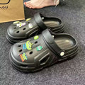 Women's clogs - summer cute cartoon outdoor fashion, new trendy anti-slip thick sole height increasing beach closed-toe half slippers