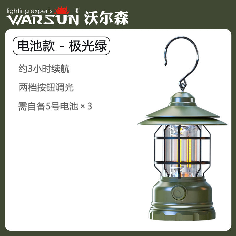 Walson manufacturer CP01 camping light horse lamp outdoor super long battery life stall tent light charging retro camping light