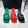 2026 summer square toe high heel cross bows decoration shallow mouth thin heel back open heel flip flop sandals women