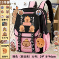 export cartoon capybara backpack - large capacity school bag for middle and elementary school girls - cute capybara backpack