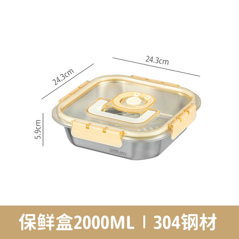 Cross-border fresh-keeping box sealed dumpling box 304 stainless steel sub-packaging refrigerator storage freezing box handle lunch box wholesale