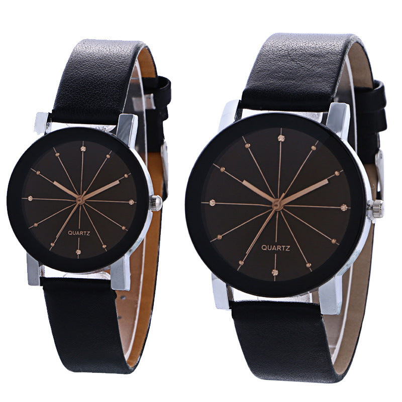 Wholesale leather belt couple watches - speckled leather strap watch set - women's fashionable and unique wristwatches - suitable for students and more