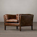 First-layer cowhide sofa, living room, chinese ancient style, small apartment, retro oil wax leather, three-person sofa
