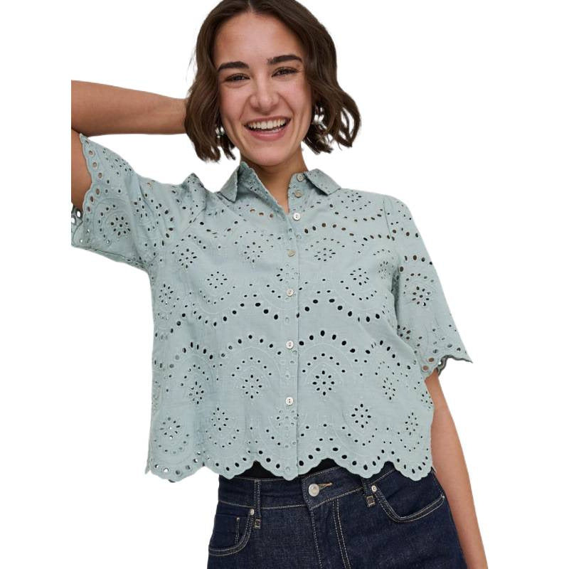 Amazon fashion cut out crochet short sleeve shirt women's  summer new arrivalfashioncasualeleganttops