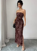 new burgundy spaghetti strap mesh sequin sexy casual dress - european & american style