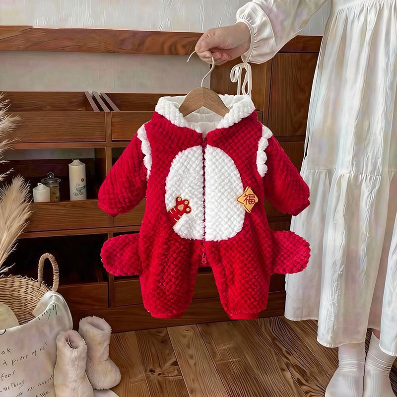 Baby winter outfit christmas festive onesie cute newborn baby outdoor swaddle cartoon new year's greeting