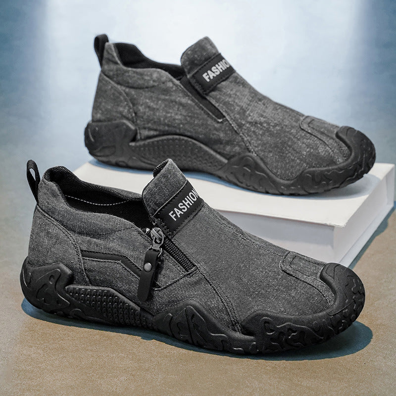 Canvas men's shoes spring breathable old beijing cloth shoes slip-on driving men sports casual trendy shoes student shoes