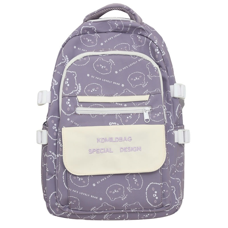 New cute bear schoolbag female Korean version college style backpack junior high school student high school student large capacity schoolbag simple style