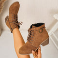 new arrival thick heel short boots women's nubuck leather boots side zipper belt buckle exportplus size women's boots wholesale