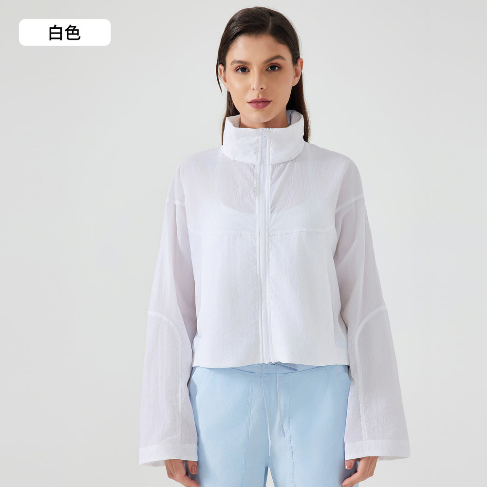 Summer short hidden hood windbreaker women's waterproof lightweight quick-dry breathable outdoor sports jacket d25006