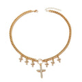 Cross pendant wholesale european and american cross-border cuban chain women's versatile high-end diamond multi-layered sweater necklace