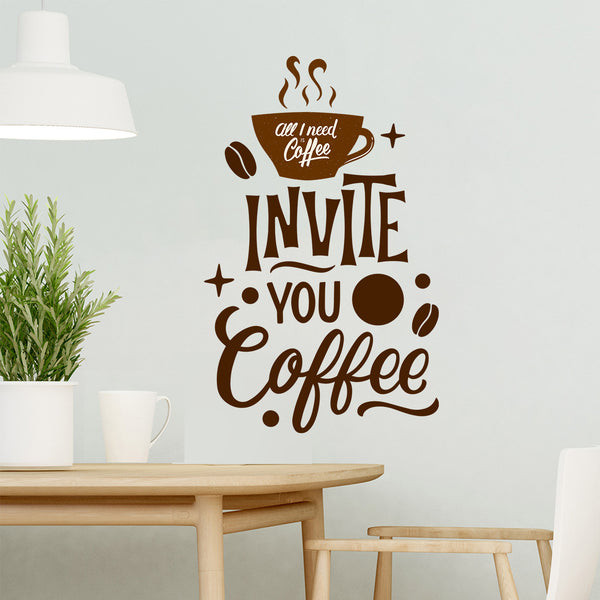 Cross-border   coffee cup English sticker arrangement bedroom room living room decoration wall sticker wholesale