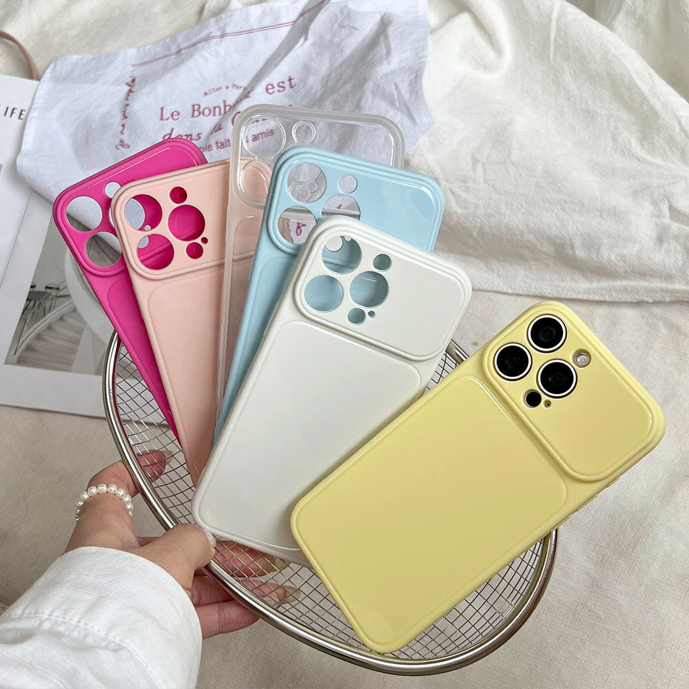 Suitable for apple 17 mobile phone case soft color large window glossy simple macaron all-inclusive iphone18 anti-fall case 12