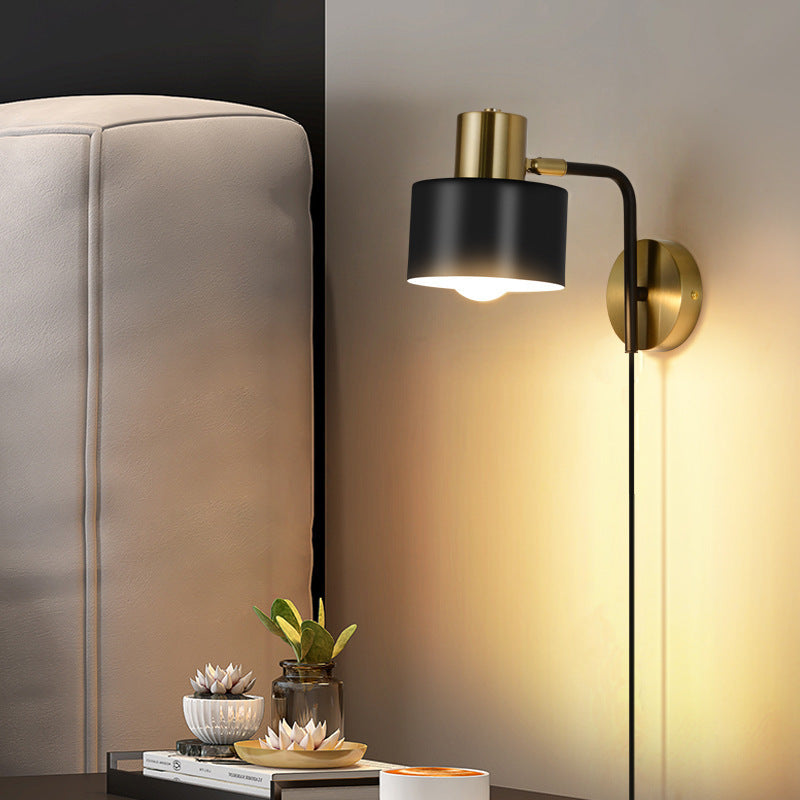 Bedroom plug rotating hotel  reading wall lamp study bedside wrought iron rocker arm lamp type  bedside