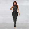 C7106 cross-border   fashion women's hotfix rhinestone slim-fit backless sexy dress - new arrival