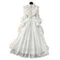 Luxury chic polo collar dress - spring collection: exquisite embroidered mesh, unique design, ethereal and elegant maxi dress