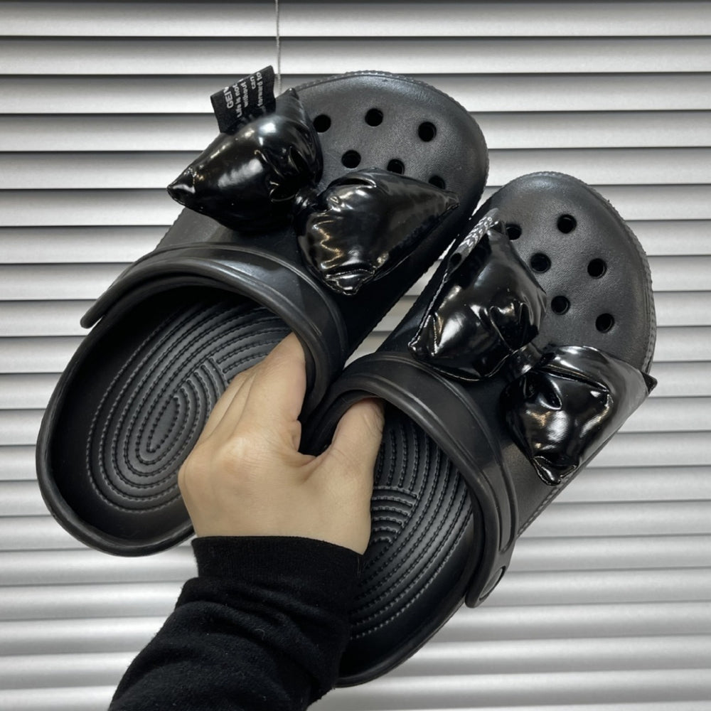 Silver clogs bows slippers women's outwear summer 2024new arrival sandals women's beach beach shoes women's toe shoes