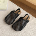 Mesh rhinestone toe-cap half slippers for women summeroutwearnew arrival one-leg cut out fishnet fairy lazy slippers