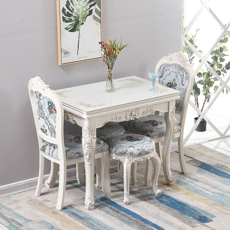 Dining table for home, small apartments, minimalist modern glass and solid wood folding rectangular dining table, european style dining table and chair set