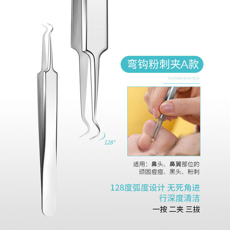 Stainless steel acne clip, acne needle, acne needle, acne picking 3-piece set, blackhead clip, acne tweezers suitin stock