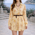 women's summer dress - european and american style export women's clothing - slimming a-line printed french dress with cinched waist